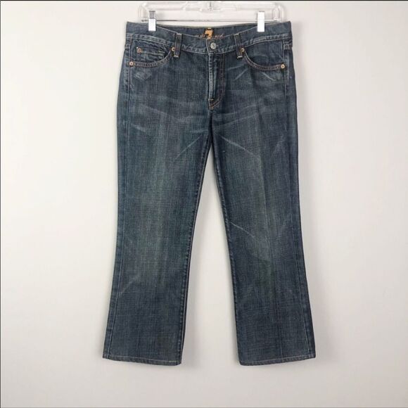 7 FOR ALL MANKIND | Dark Blue Wash Ankle Cropped Denim Jeans Women’s Size 28 (6) - Picture 3 of 7